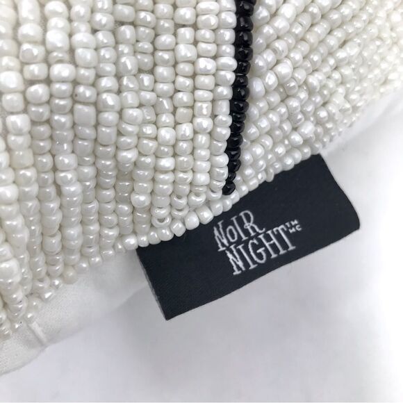 Noir Night Black Spiderweb White Beaded 16” Halloween Decor Accent Throw Pillow - Picture 11 of 15